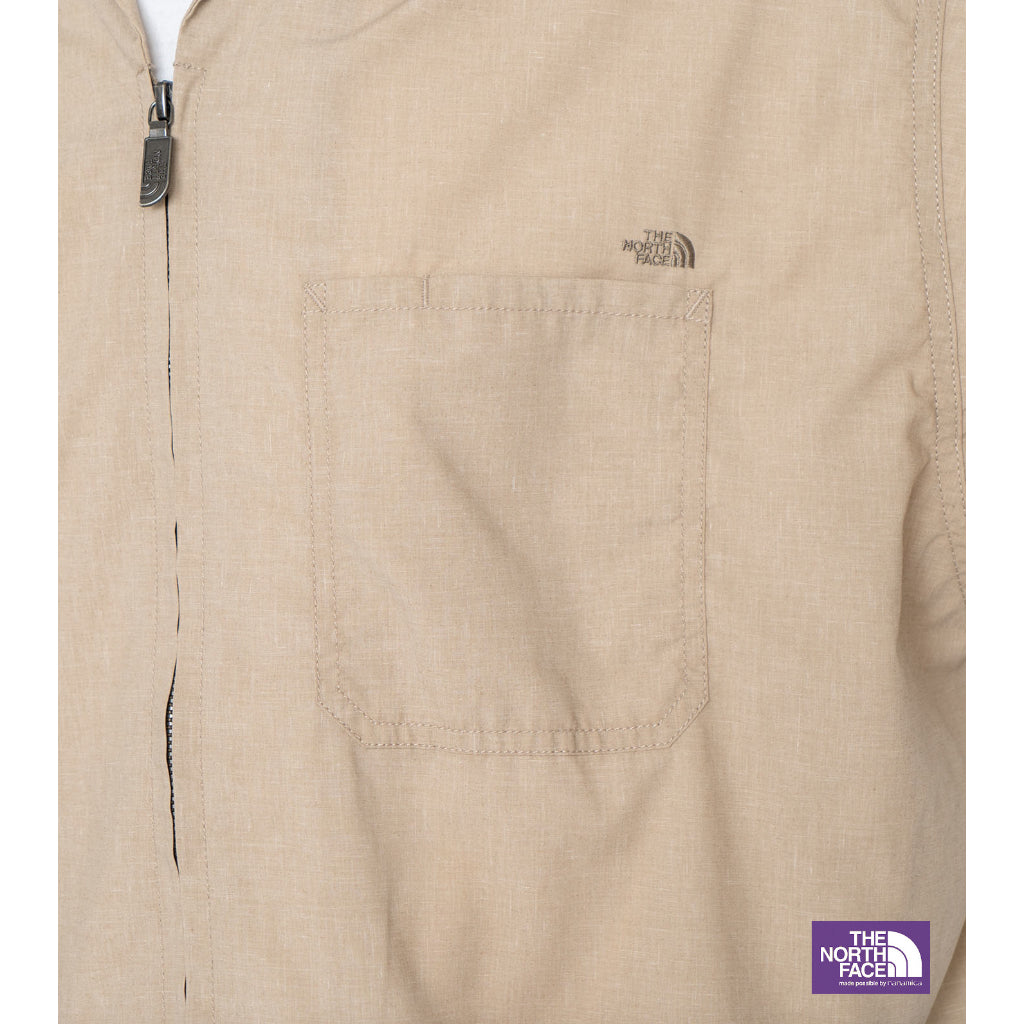 日本線紫標The North Face]Polyester Linen Field H/S Zip Shirt 拉鍊