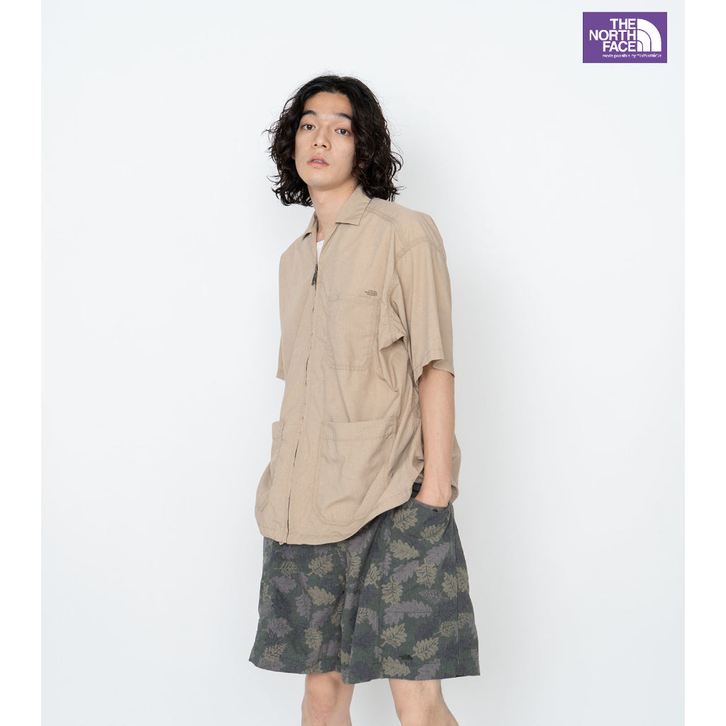 日本線紫標The North Face]Polyester Linen Field H/S Zip Shirt 拉鍊